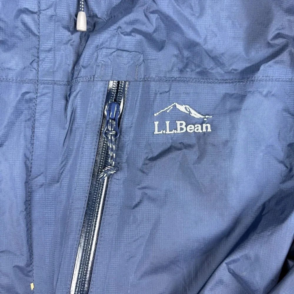 LL Bean TEK Jacket Mens Large‎ Blue Hooded Full Zip Rain Windbreaker Coat Casual